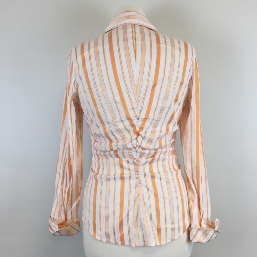 Cache Stripes Orange/White Shirt Size M (B-98) - Picture 3 of 4